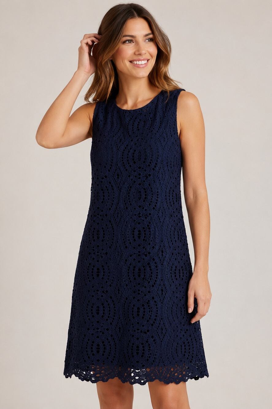 Helene Berman London Navy Lace A-Line Dress | Size 10 | NWT